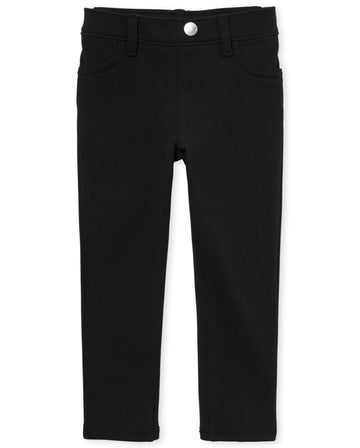 The Children'S Place Baby Girls And Toddler Ponte Knit Pull On Jeggings Jeans, Black Single, 3T Us