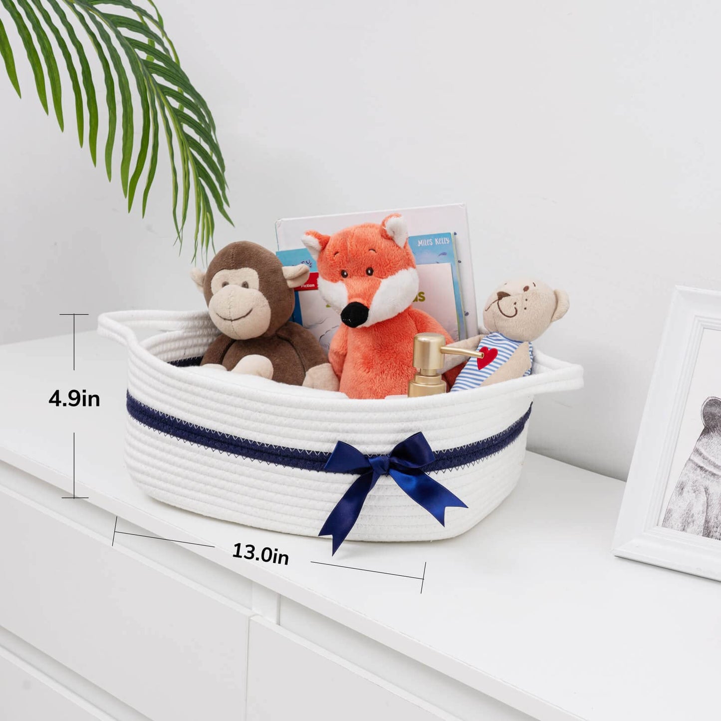 Chicvita Small Basket White Basket For Gifts, Baby Basket For Nursery, Cute Basket For Toys, Diapers, Woven Basket For Storage,