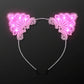 White Lace Kitty Cat Ears Headband With Pink Led Lights