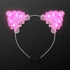 White Lace Kitty Cat Ears Headband With Pink Led Lights