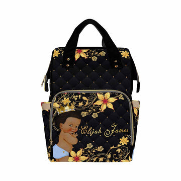 Artsadd Custom Name Diaper Bag Mommy Nappy Bags, Personalized Yellow Floral Crown Handbags Large Capacity Multi-Function Nursing