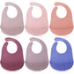 Mepase 6 Pcs Silicone Bibs Waterproof Silicone Baby Bibs Soft Adjustable Baby Feeding Unisex Kid Eating Supplies (Attractive Col