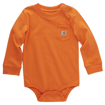 Carhartt Long-Sleeve Pocket Bodysuit, Exotic Orange, 3 Months