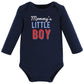 Hudson Baby Unisex Baby Cotton Long-Sleeve Bodysuits Mommys Little Boy, 9-12 Months