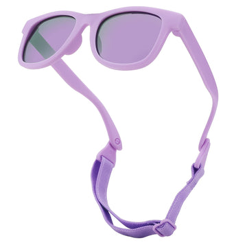 Coasion Bendable Flexible Polarized Newborn Baby Sunglasses With Strap For Infant Boys Girls Age 0-12 Months (Purple/Purple Mirr