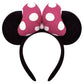 ODOCARE Handmade Mouse Ears Headband for Women and Girls, Polka Dot Bow Minnie Ears Costume Accessories(Pink-White Dots)