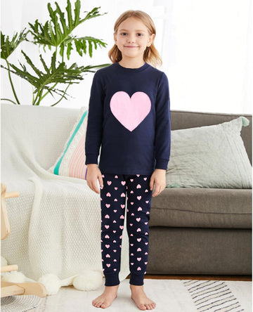 Little Hand Kids Pajamas Boys Girls Navy Hearts Valentine'S Day Gift 2 Piece Pant Sets Toddler Clothes 2 Years