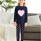 Little Hand Baby Girl Clothes Cute Heart Printed 2 Pieces Navy Valentines Day Pajamas For Toddler Girls 5-6 Years