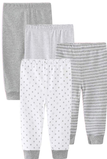 Kiddiezoom 4-Pack Newborn Pants Baby And Toddler Unisex Cotton Trousers Pants Grey Heather