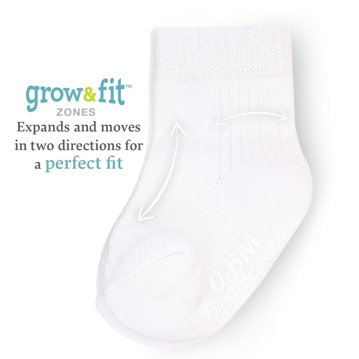 Fruit Of The Loom Baby 14-Pack Grow & Fit Flex Zones Cotton Stretch Socks - Unisex, Girls, Boys (12-24 Months, Grey)