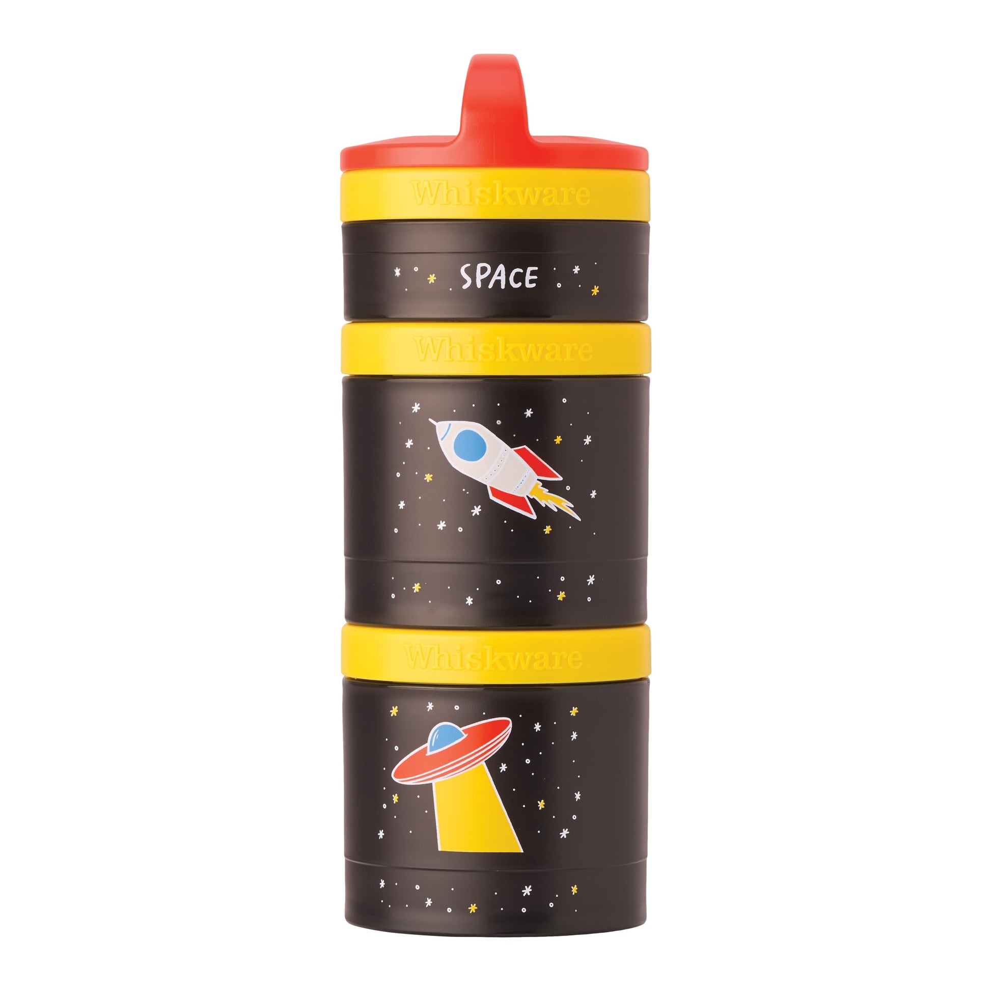 Whiskware Stackable Snack Containers for Kids and Toddlers, 3 Stackable Snack Cups for School and Travel, Space (Pack of 1)