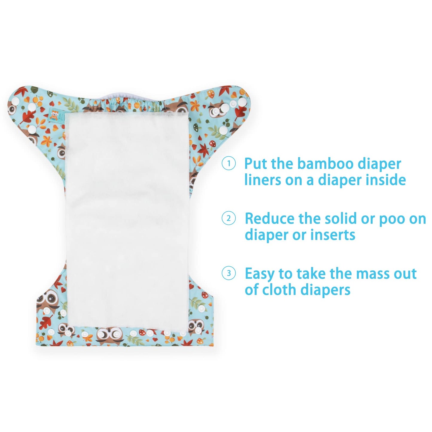 ALVABABY Diaper Liner for Baby Cloth Diaper Disposable Natural Soft Diapers Liners Fragrance Free Chlorine Free 11.8 x 7.1 Inch