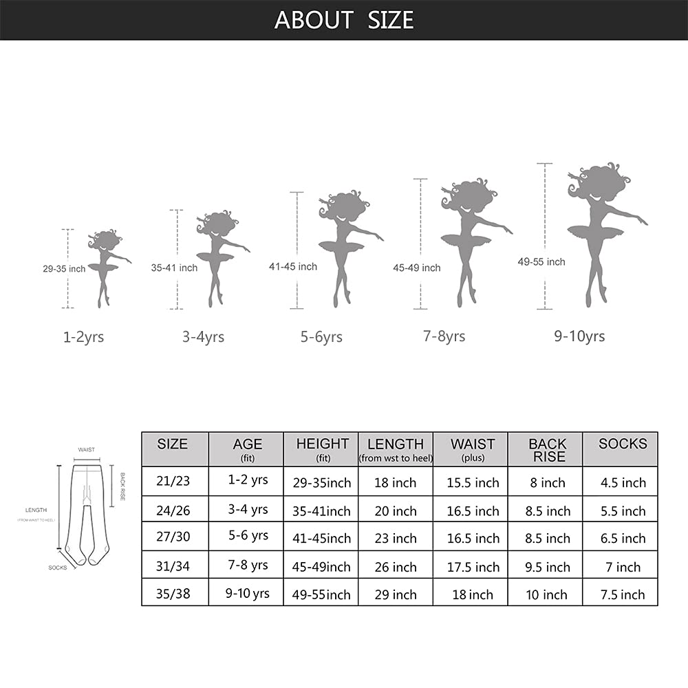 Petrass Girls Tights Toddler Cable Knit Cotton Footed Seamless Dance Ballet Baby Girls ' Leggings 4 Pack Black/Ivory/Grey/Pink 9