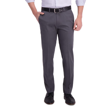 Haggar Mens Iron Free Premium Khaki Straight Fit Flat Front Flex Waist Casual Pant Dark Grey 33 X 32