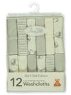 Rene ROFE Baby 12Pack Elephant Terry Washcloths  Gray, one Size