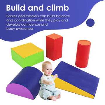 Paylesshere 5-Piece Set Climbing Toys Couch Kids Foam Blocks Baby Climbing Toys Soft And Safe Toddler Climbing Toys For Climbing
