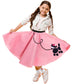 Poodle Skirt 1950S Costume Accessory Set Of 5Pcs For Girls,100 Days Of School Costume For Kids Pink