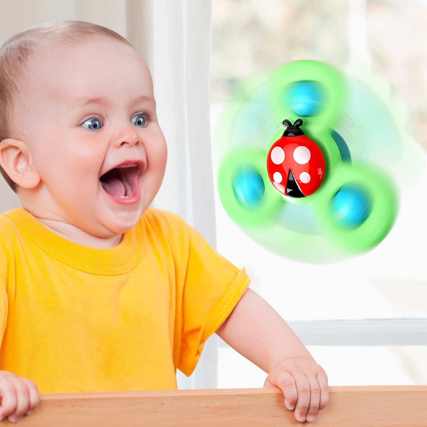 3Pcs Suction Cup Spinner Toys For 1 2 Year Old Boys|Spinning Top Baby Toys 12-18 Months|First Birthday Baby Gifts For 1 Year Old