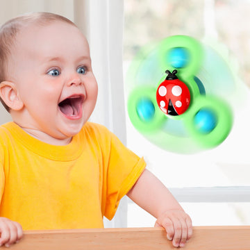 3Pcs Suction Cup Spinner Toys For 1 2 Year Old Boys|Spinning Top Baby Toys 12-18 Months|First Birthday Baby Gifts For 1 Year Old