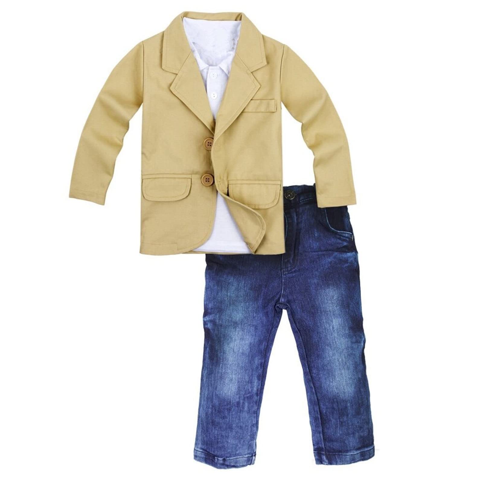 Tjtjxrxr Toddler Baby Boys Gentleman 3 Pieces Shirt+Jacket+ Jeans Wedd – Cutebab WBBAPB01MXTH1Z1