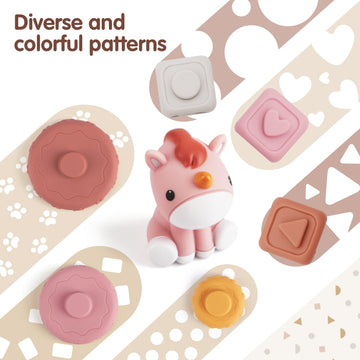 Nueplay 13 Pcs Building Circle & Blocks, Stacking & Nesting Baby Toys with Horse Figure, Newborn Essentials Squeeze Teething Toy