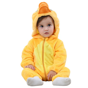 Michley Unisex Baby Winter Hooded Romper Flannel Panda Style Cosplay Clothes,90Cm-(13-18Months),Duck