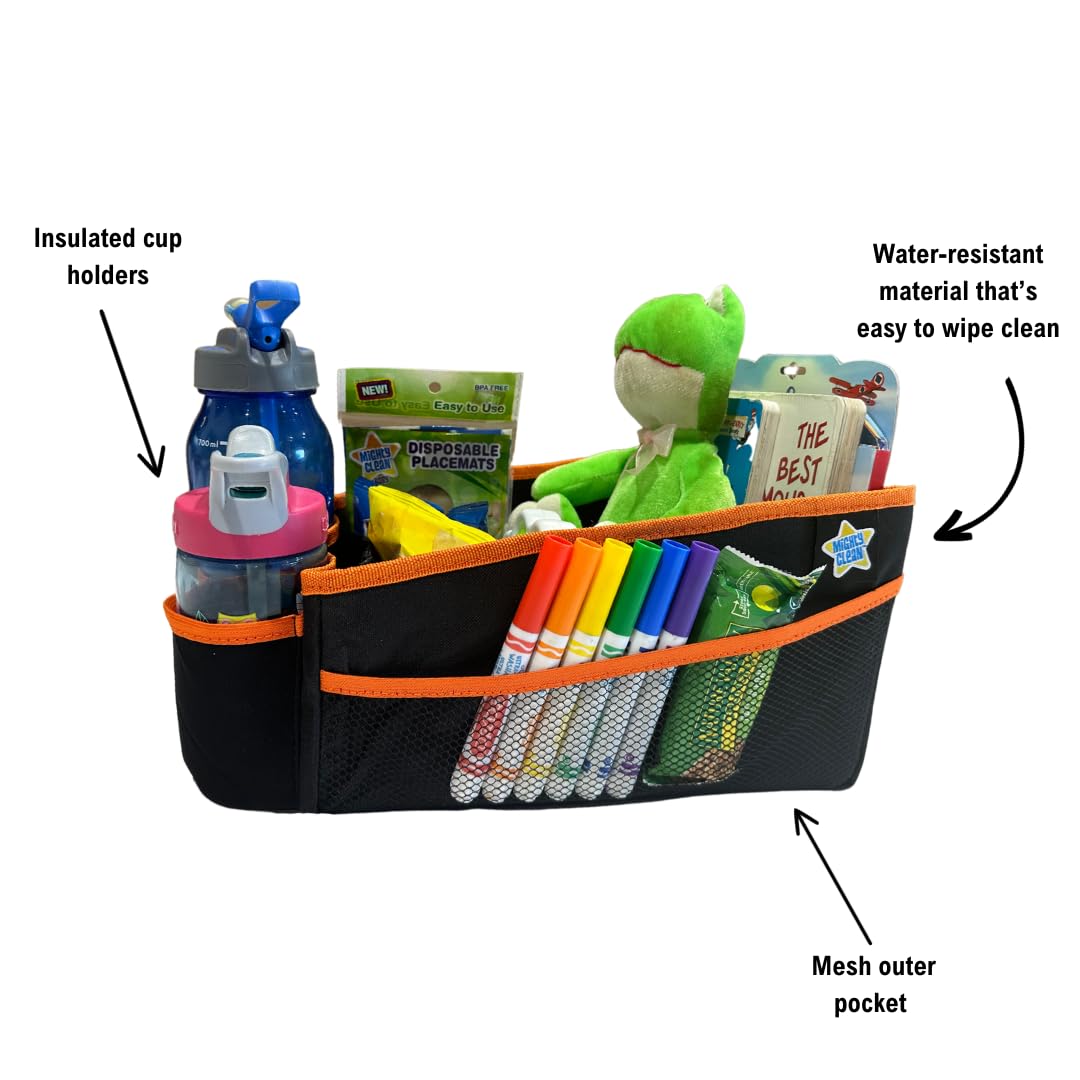 Mighty Clean Car Storage Organizer - Use In The Trunk, Or Front Or Back Seat With 8 Side Pockets + 1 Zippered Pouch + 2 Mesh Pou