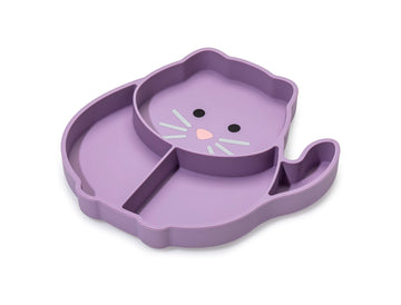 Melii Divided Silicone Suction Plate - 100% Silicone, For Baby + Toddlers - Bpa Free, Dishwasher & Microwave Safe (Cat)