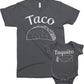 Threadrock Taco & Taquito Infant Bodysuit & Men'S T-Shirt Matching Set (Baby: 12M, Charcoal|Men'S: Xl, Charcoal)