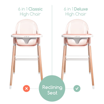 Children Of Design Classic Non-Reclinable 6 In 1 Wooden High Chair - Pink