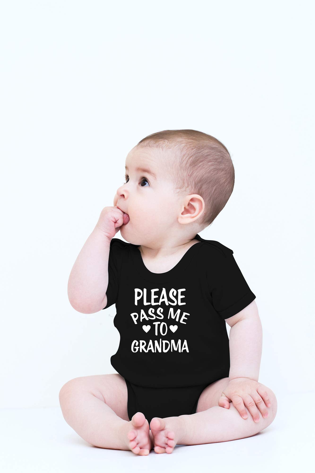 Cbtwear Please Pass Me To Grandma Baby Bodysuit Funny Infant Outfit Cute Newborn Clothes Unisex Romper (Newborn, Black)