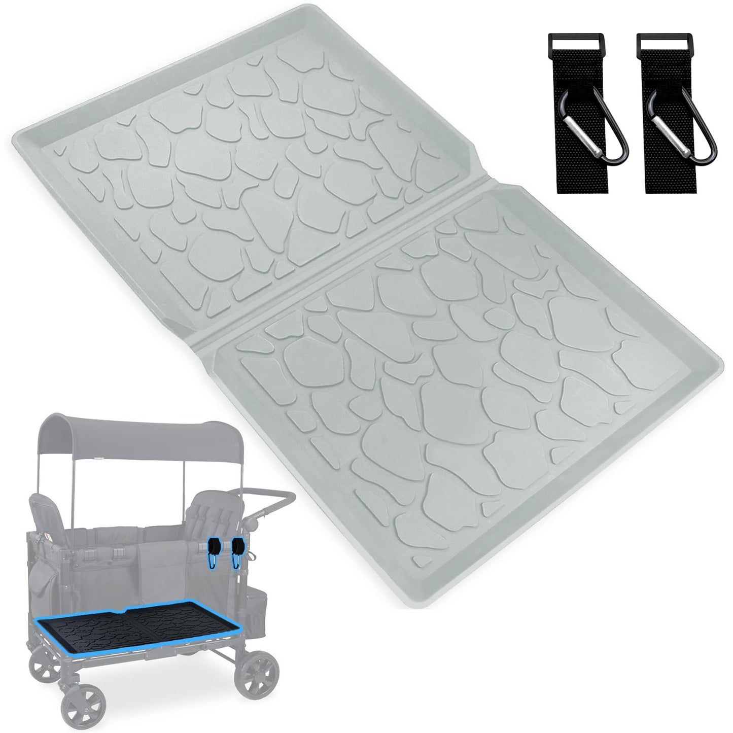 Stoller Wagon Mat For W4 Series, Myvikcar 33.5X20.5 Inch Reusable Protector With Two Hooks(Grey,W4)