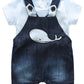 Abolai Cute Baby Boys Clothes Toddler Whale Jeans Romper Set With Blue Short Sleeve T-Shirt Blue 90