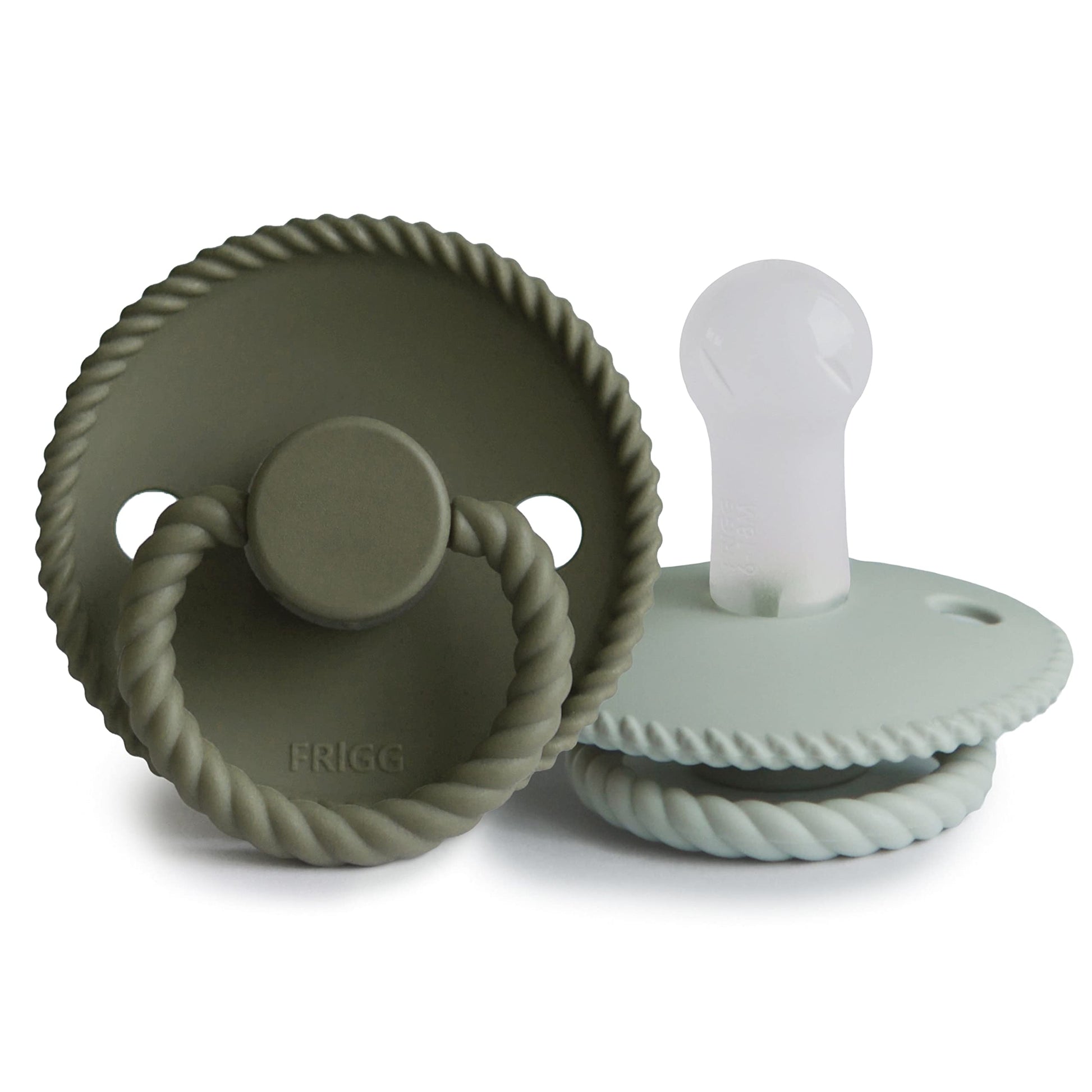 Frigg Rope Silkysoft Silicone Baby Pacifier | Made In Denmark | Bpa-Free (Olive/Sage, 6-18 Months)