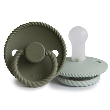 Frigg Rope Silkysoft Silicone Baby Pacifier | Made In Denmark | Bpa-Free (Olive/Sage, 6-18 Months)