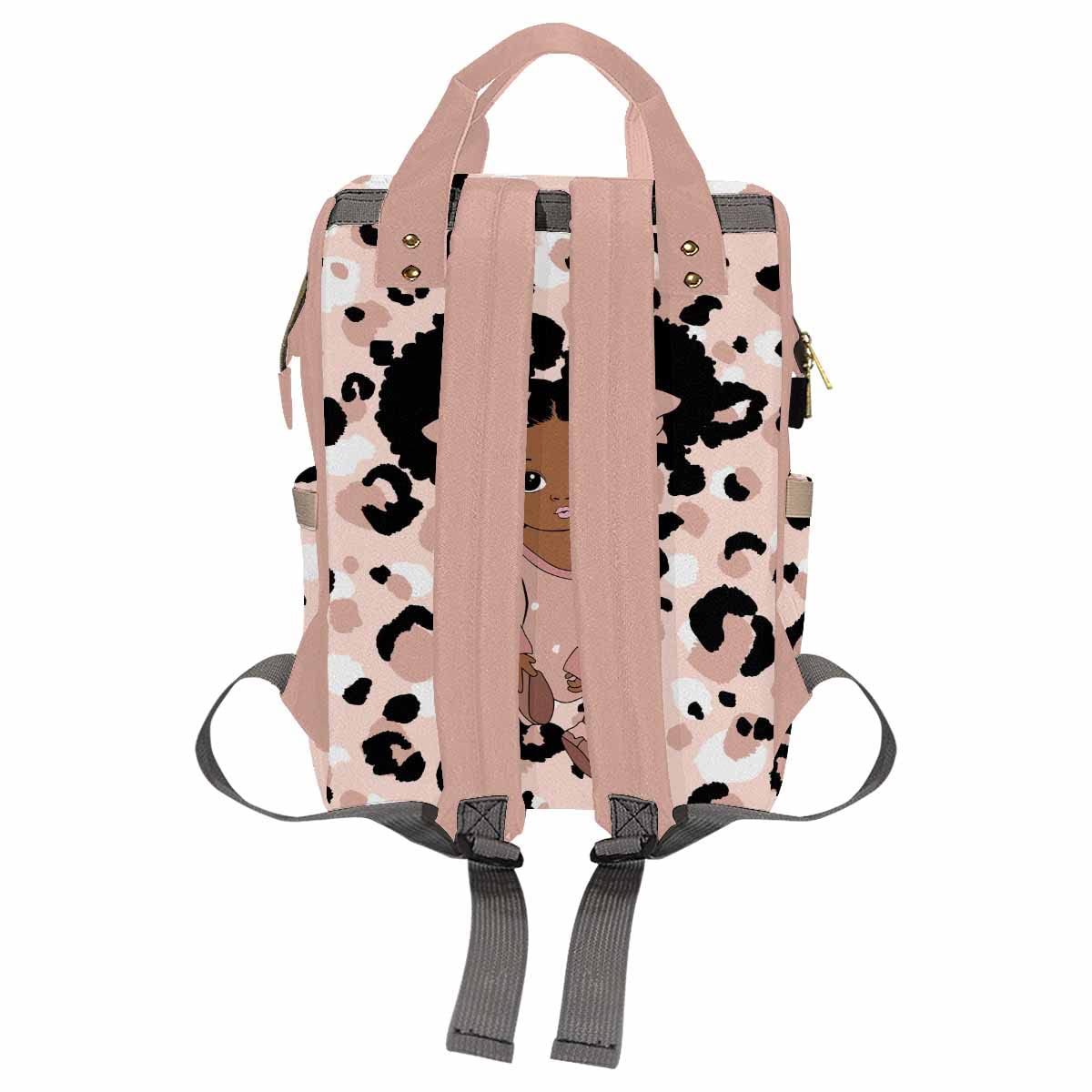 Artsadd Personalized Diaper Bag Backpack With Name, Dots Pink Bow Tie Bow Tie Daypack Mommy Nappy Baby Bag Customized Large Capa