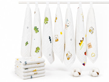 100% Muslin Cotton Baby Washcloth Napkins, 24x24 cm, Pack of 4