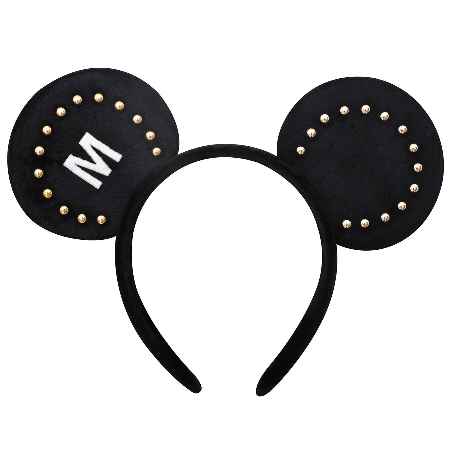 ODOCARE Handmade Mouse Ears Headband for Women and Girls, Letter M Shiny Bow Mouse Ears Costume Accessories(Shiny M)