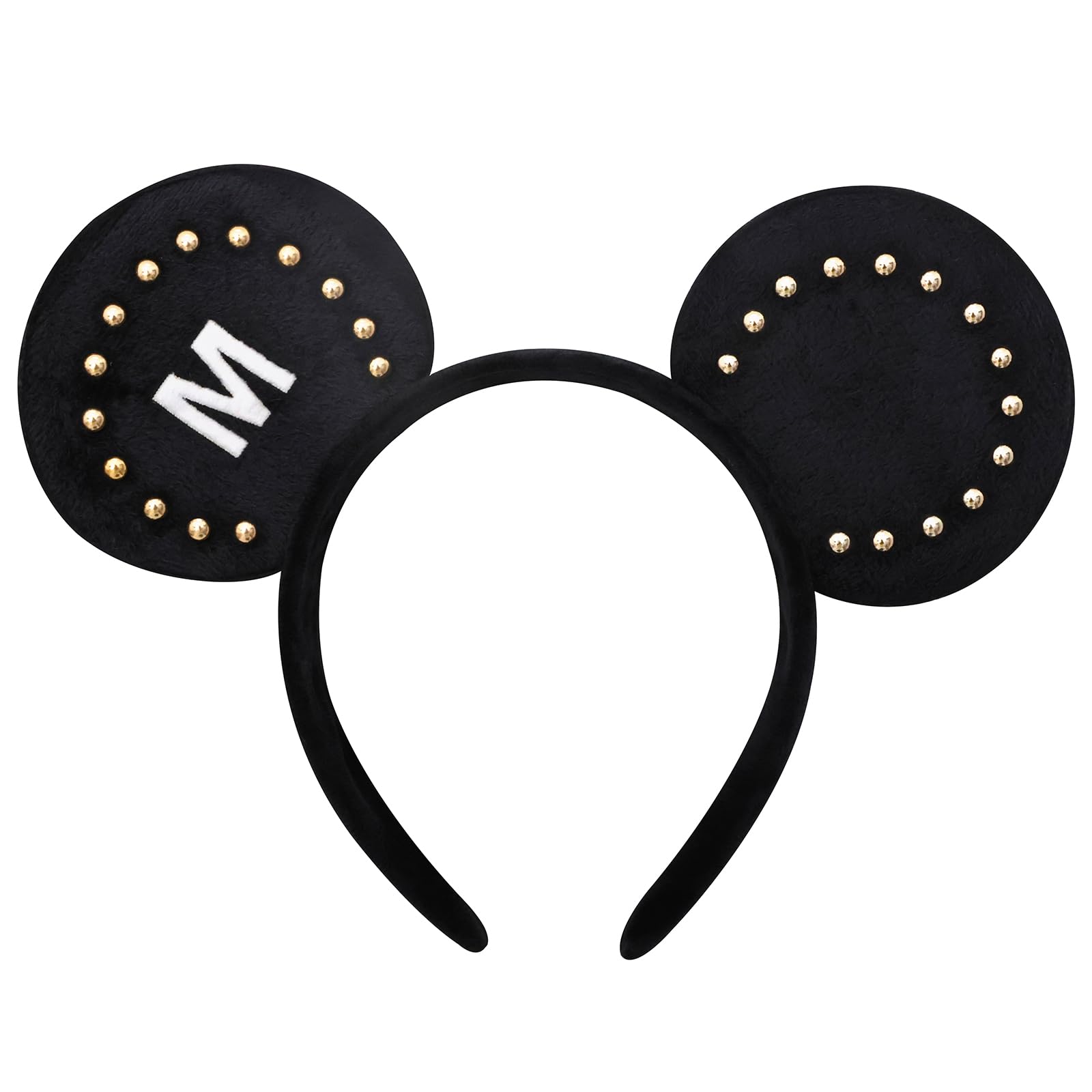 ODOCARE Handmade Mouse Ears Headband for Women and Girls, Letter M Shiny Bow Mouse Ears Costume Accessories(Shiny M)