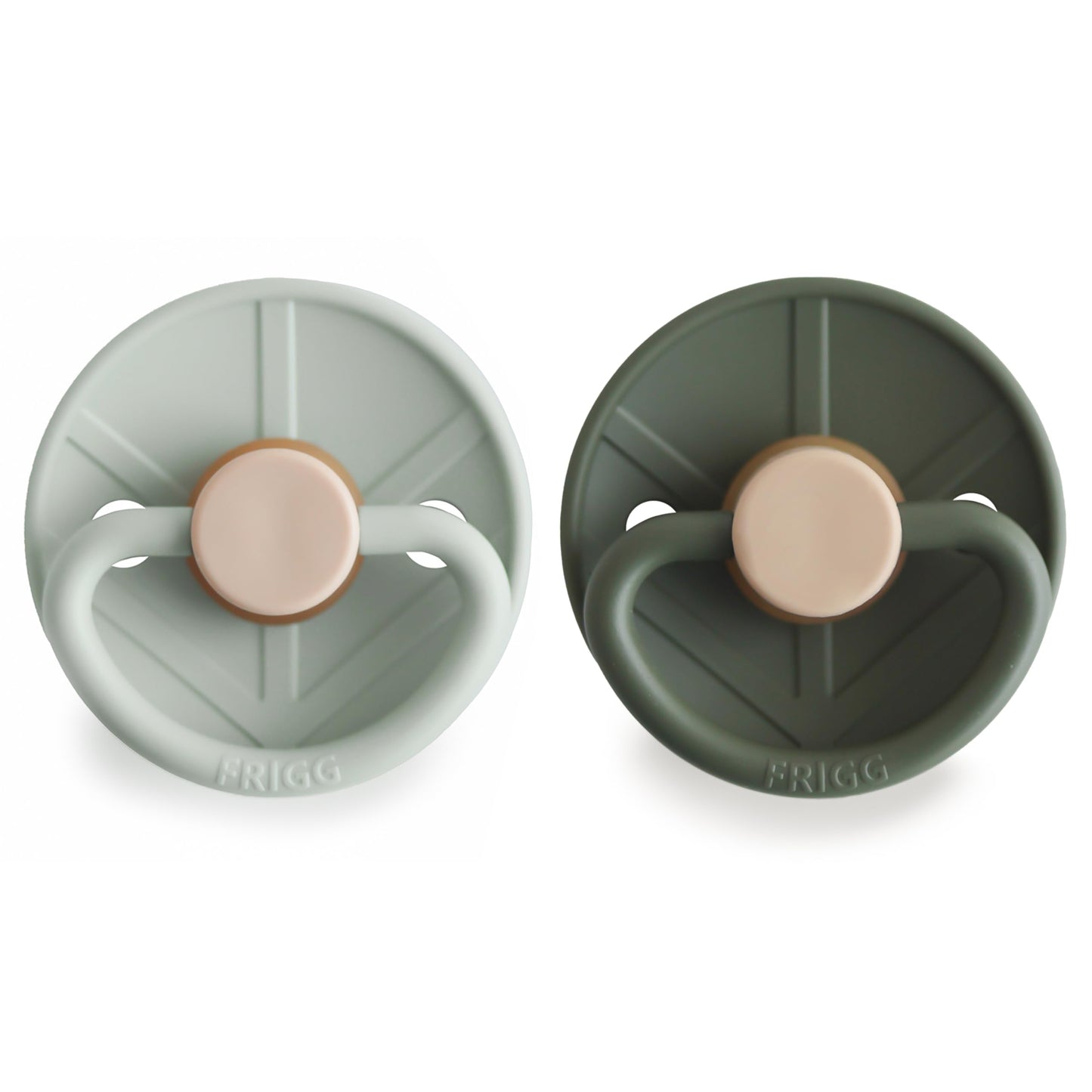 Frigg Little Viking Natural Rubber Baby Pacifier 2-Pack | Made In Denmark | Bpa-Free (Sage/Olive, 6-18 Months)
