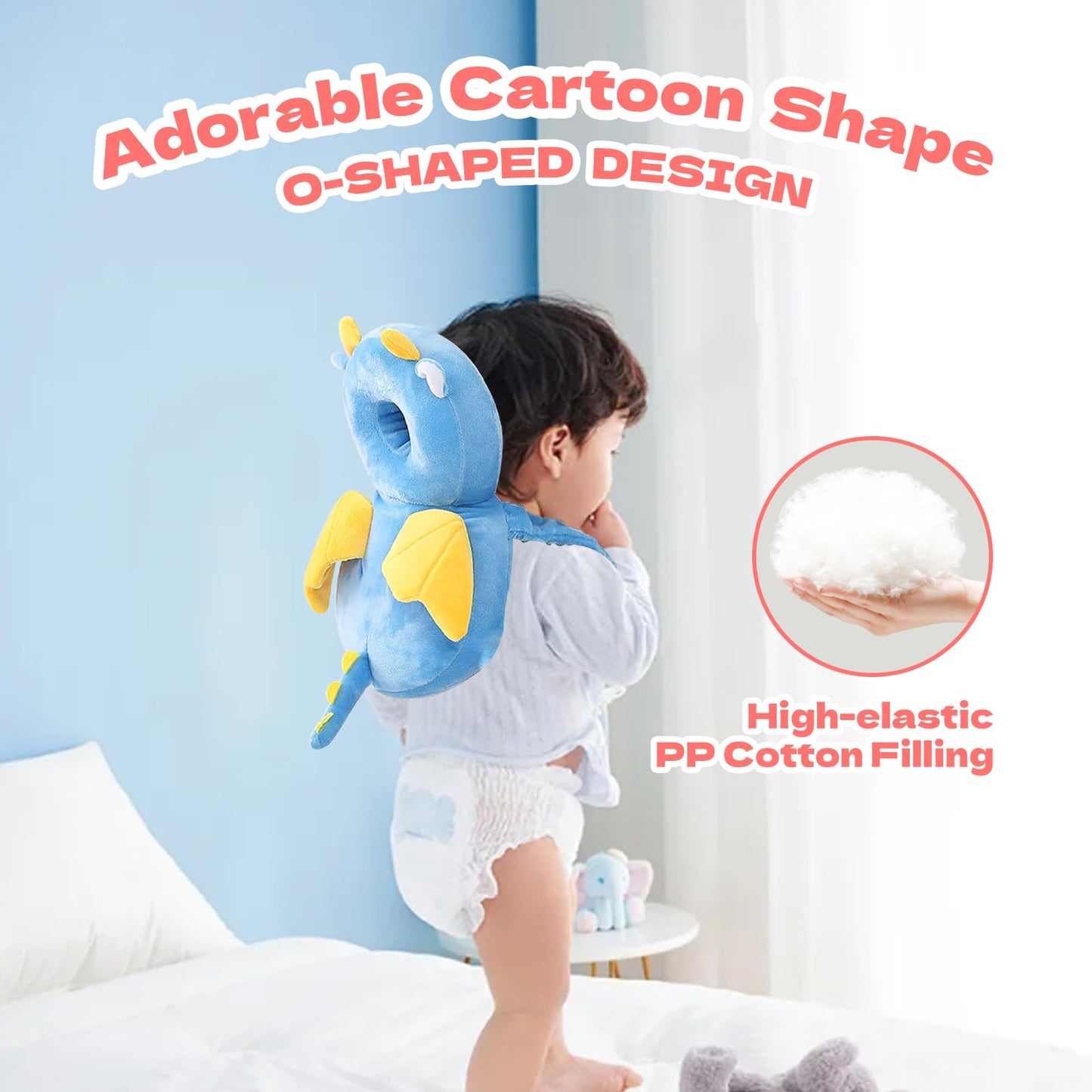 Grnstf Baby Toddler Head Protector, Baby Head Protection Backpack, Adjustable(Little Dragon)