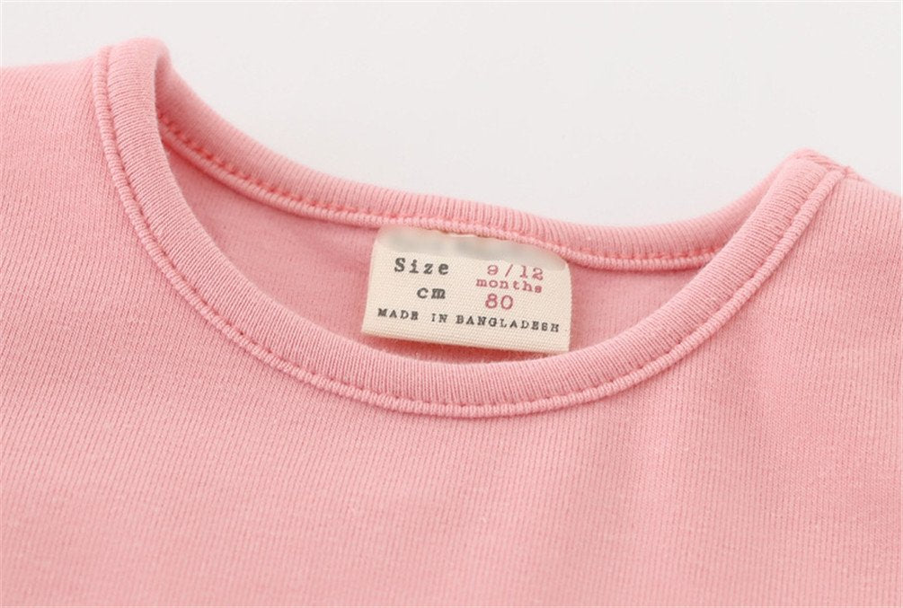 Csbks Toddler Baby Girls Long Sleeve Cotton Dress Solid Ruffle Tops 3T Pink