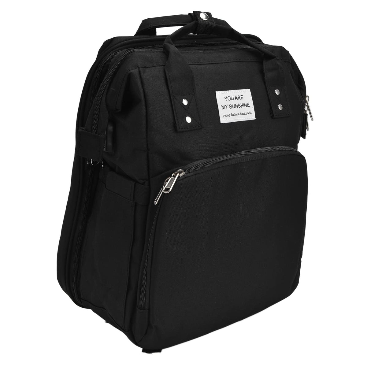 Nappy Bag, Oxford Cloth Multifunctional Baby Diaper Bag Backpack Large Capacity Portable for Travel for Daily Use(Black)