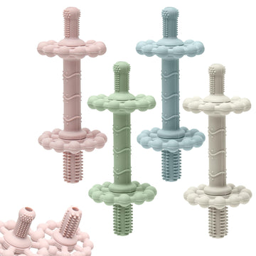 4 Pack Teething Toys for Babies 0-3 3-6 Months - Anti-Choking Design,Teething Relief for Infant Straws Sticks 6-24 Months, Baby 