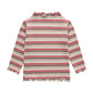RUKOSU Toddler Baby Girls Long Sleeve Striped T Shirt Casual Lettuce Trim Ribbed Knit Pullover Blouse Top, Dark Red, 3T