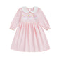 Toddler Baby Girl Smocked Dress Silly Goose Long Sleeve Striped Birthday Dresses Fall Winter Outfits (Pink, 12-18 Months)