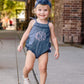 Rufflebutts Girls Soft And Strechy Blue Faux Denim Headband - One Size