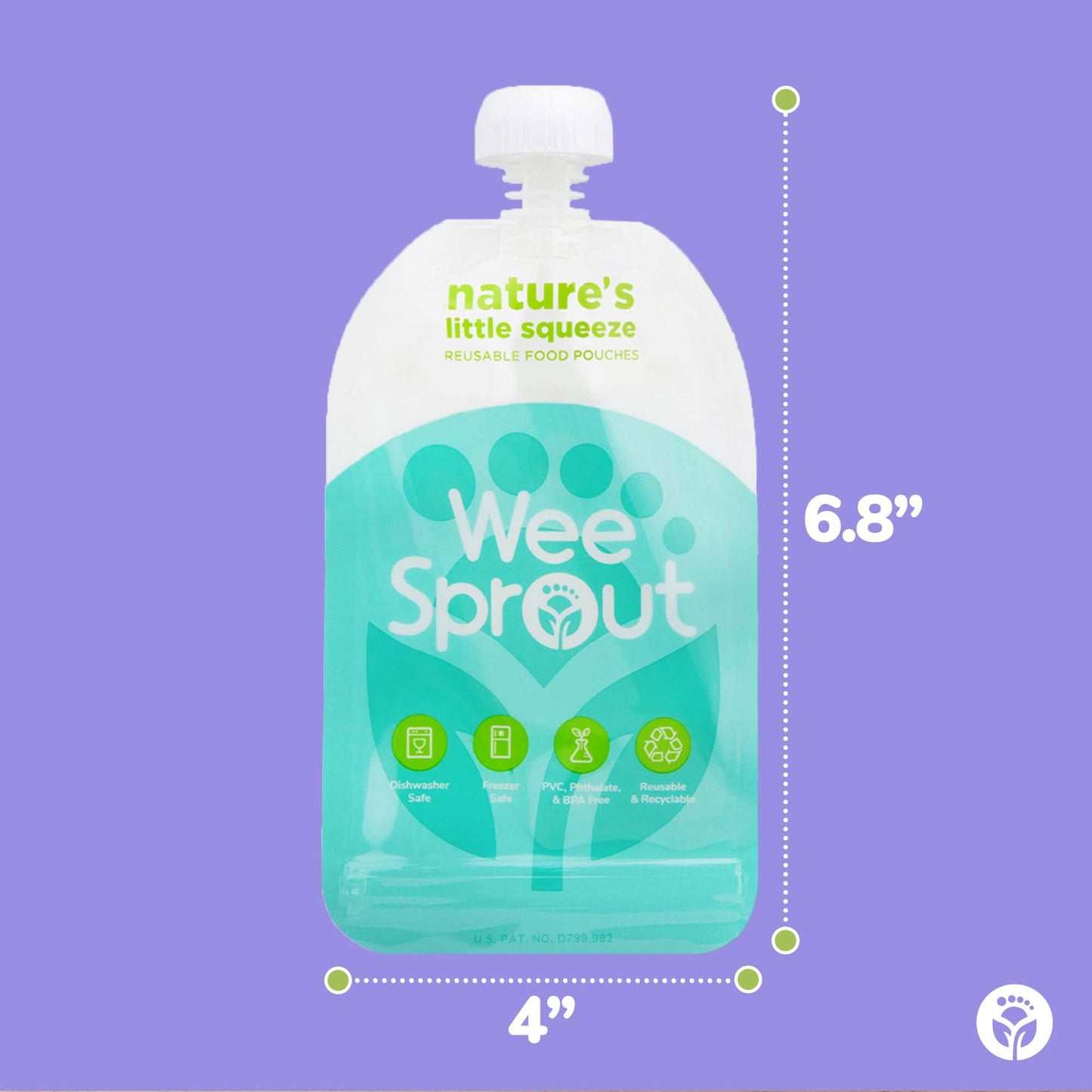 Weesprout Double Zipper Reusable Food Pouches (Blue, 7 Fl Oz)