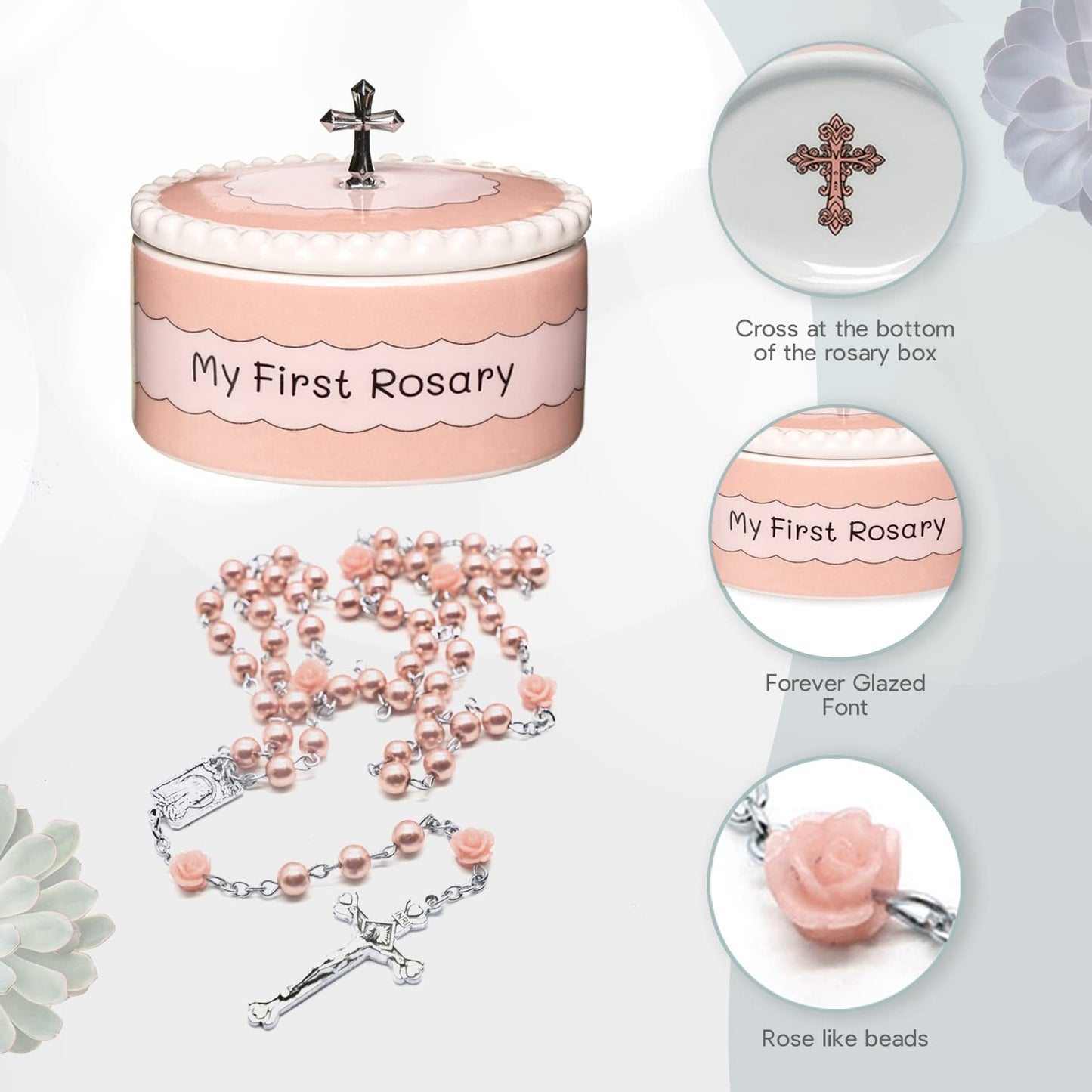 Catholic Baptism Gift Set Of My First Blue And Pink Rosaries With Matching Keepsake Boxes, Baby Baptism Gifts For Girl Or Baptis