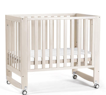 MAMAZING EvoNest Baby Crib, 6 in 1 Convertible Mini Crib with Wheels, 100% New Zealand Pinewood Growing Bed, 4 Adjustable Mattre